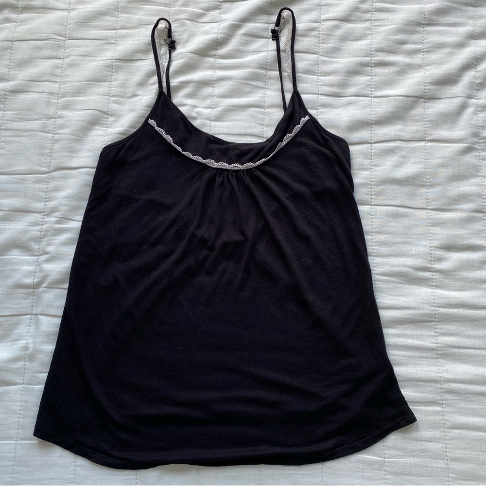 Black Lace-Trim Camisole with Adjustable Straps